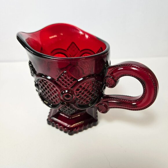 Vintage Avon 1876 Cape Cod Ruby Red Glass Creamer Bowl 4 In Holiday EUC - Picture 2 of 9